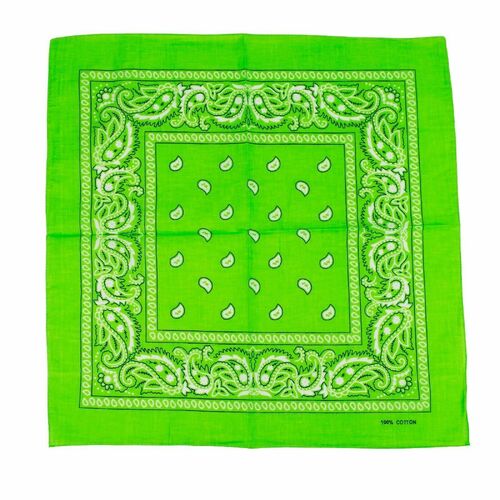 BANDANA Paisley 100% COTTON Head Wrap Durag Bandanna Summer Biker Scarf Mask - Light Green - Main Image