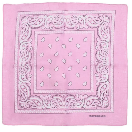 BANDANA Paisley 100% COTTON Head Wrap Durag Bandanna Summer Biker Scarf Mask - Light Pink - Main Image