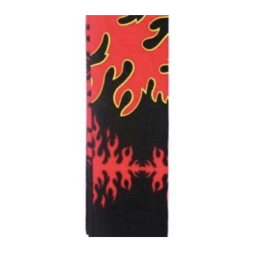BANDANA Paisley 100% COTTON Head Wrap Durag Bandanna Summer Biker Scarf Mask - Red Fire on Black - Main Image