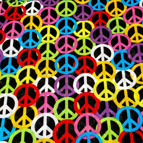 BANDANA Paisley 100% COTTON Head Wrap Durag Bandanna Summer Biker Scarf Mask - Rainbow Peace Symbol - Main Image