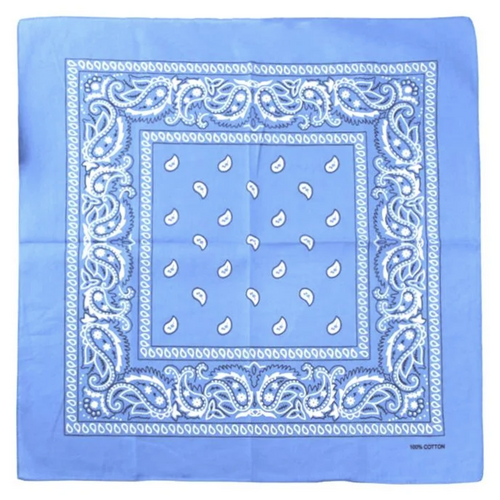 BANDANA Paisley 100% COTTON Head Wrap Durag Bandanna Summer Biker Scarf Mask - Sky Blue - Main Image