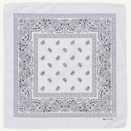 BANDANA Paisley 100% COTTON Head Wrap Durag Bandanna Summer Biker Scarf Mask - White - Main Image