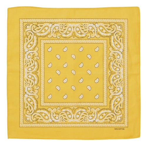 BANDANA Paisley 100% COTTON Head Wrap Durag Bandanna Summer Biker Scarf Mask - Yellow - Main Image
