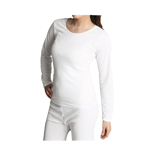 Ladies Merino Wool Blend Long Sleeve Thermal Spencer Top Underwear Thermals - Beige - 18-20 - Main Image