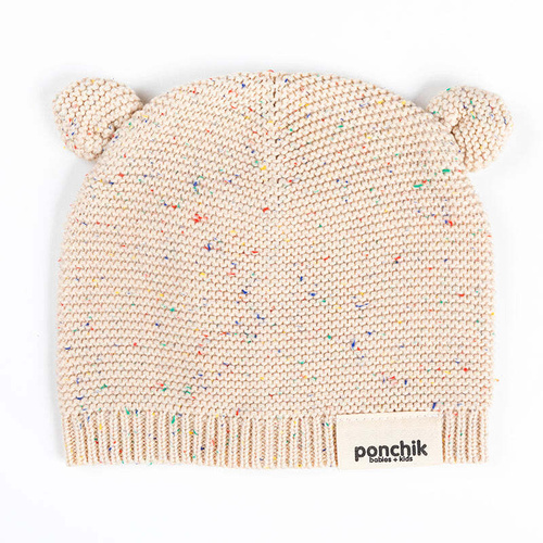 Ponchik Babies + Kids Bear Knitted Beanie Hat - Carmel - 3-12 Months - Main Image