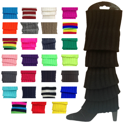 12x LEG WARMERS Knitted Womens Costume Neon Dance Party Knit 80s BULK - Assorted Pack - Main Image