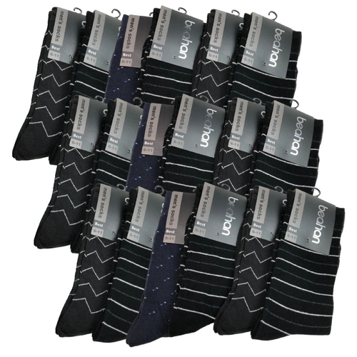 18 Pairs COTTON BUSINESS SOCKS Mens Dress Crew Plain Work Casual  BULK - Assorted - 6-11 - Main Image