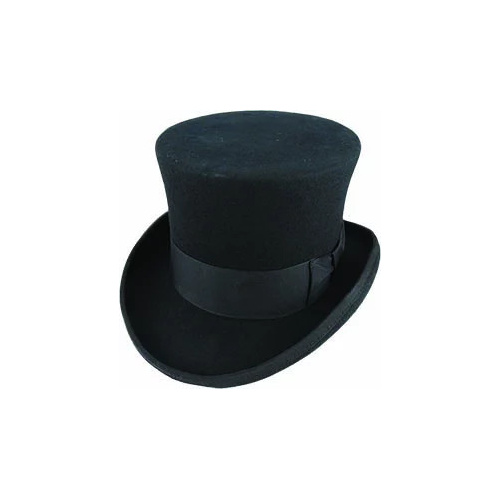 5.5"" Premium Mad Hatter Top Hat 100% Australian Wool Felt Magician Tuxedo Cap - Black - 58cm - Main Image