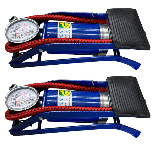 2x HIGH PRESSURE FOOT PUMP Ball Bicycle Motorbike Car Tire Inflator Tyre Air - Main Image