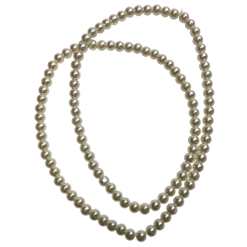 48cm PEARL NECKLACE 1920s Gatsby Flapper Burlesque Gangster Costume Party - Off White - Main Image