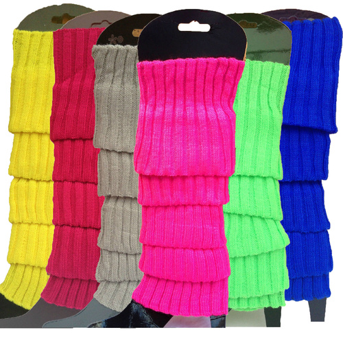 6x Womens Leg Warmers Disco Winter Knit Dance Party Crochet Legging Socks Costume - Assorted Pack - Main Image