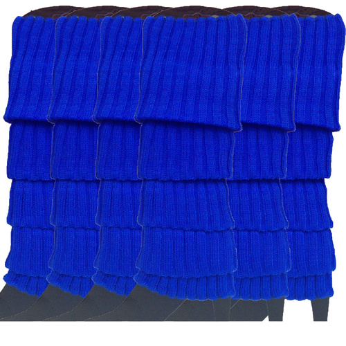 6x Womens Leg Warmers Disco Winter Knit Dance Party Crochet Legging Socks Costume - Blue - Main Image