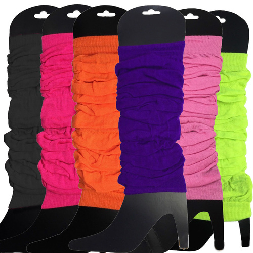 6x LEG WARMERS Knitted Womens Neon Party Knit Ankle Fluro Dance Costume 80s BULK - Assorted Pack - Main Image