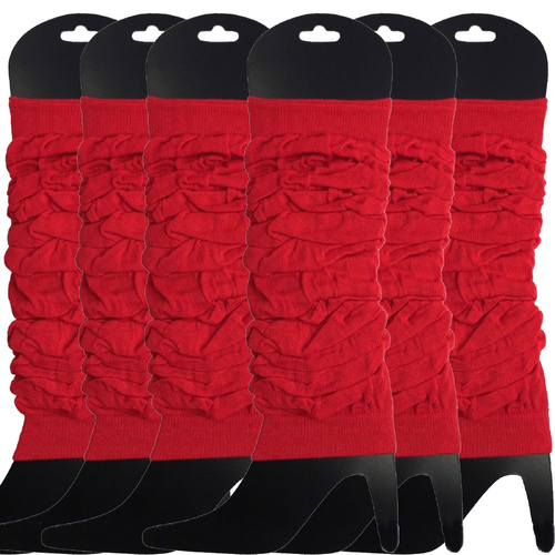 6x LEG WARMERS Knitted Womens Neon Party Knit Ankle Fluro Dance Costume 80s BULK - Red - Main Image