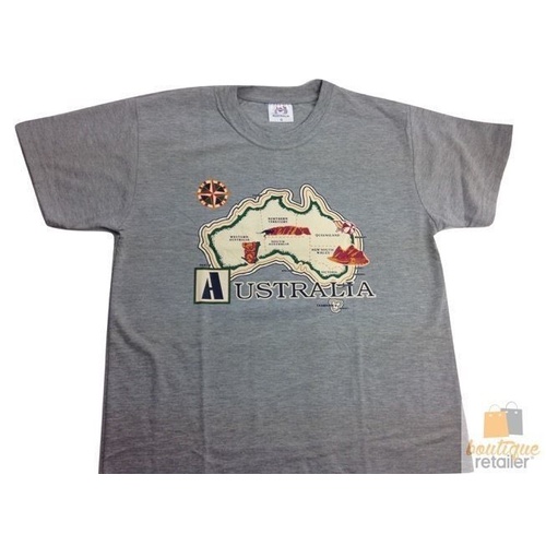 Adult T Shirt Australian Australia Day Souvenir Tee Top 100% COTTON - Grey - Small - Main Image