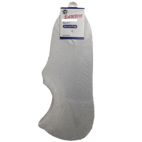 1 Pair NO SHOW BAMBOO SOCKS Non Slip Heel Grip Low Cut Invisible Footlet - White - 2-8 - Main Image