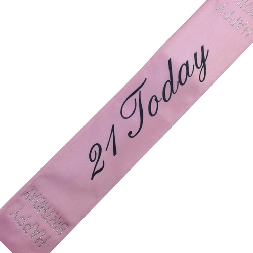 21st Birthday Sash 21 Today! Girls Night Party Costume Celebration Bday - Pink - Main Image