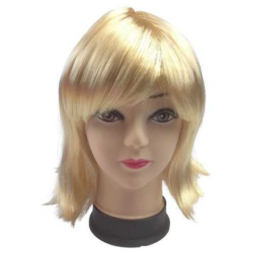 Bob Wig Costume Short Straight Fringe Cosplay Party Full Hair Womens Fancy Dress - Blonde - Main Image