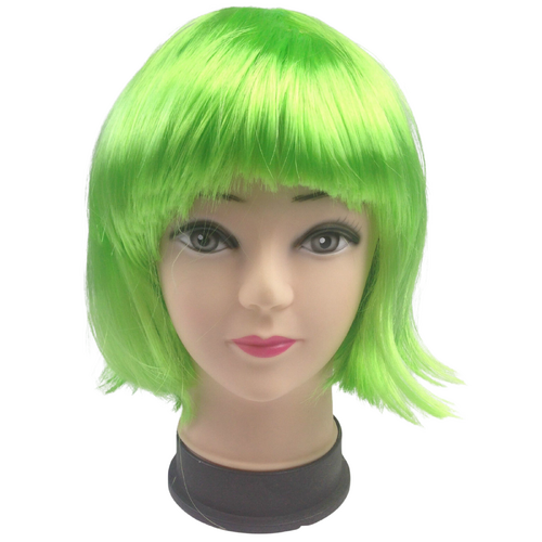Bob Wig Costume Short Straight Fringe Cosplay Party Full Hair Womens Fancy Dress - Green - Main Image