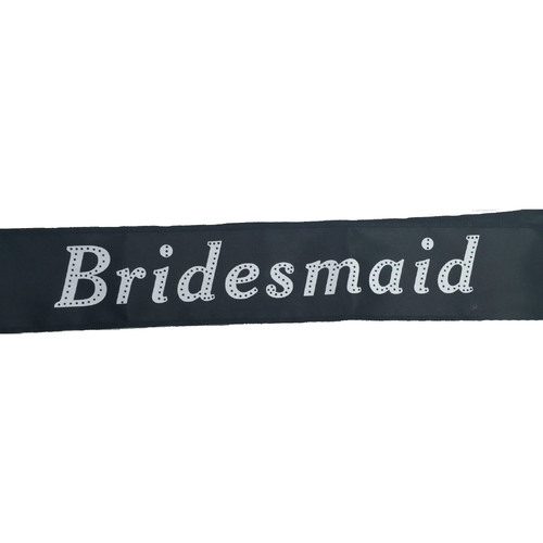 HEN'S NIGHT SASH Party Girls Wedding Bridesmaid Bridal Bride To Be Satin Sashes - Bridesmaid (Black) - Main Image