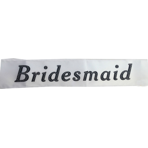 HEN'S NIGHT SASH Party Girls Wedding Bridesmaid Bridal Bride To Be Satin Sashes - Bridesmaid (White) - Main Image