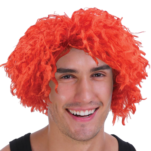 CRAZY WIG Afro Style Costume Party Fancy Dress Curly Hair 70s 80s Rock Punk - Orange - Main Image