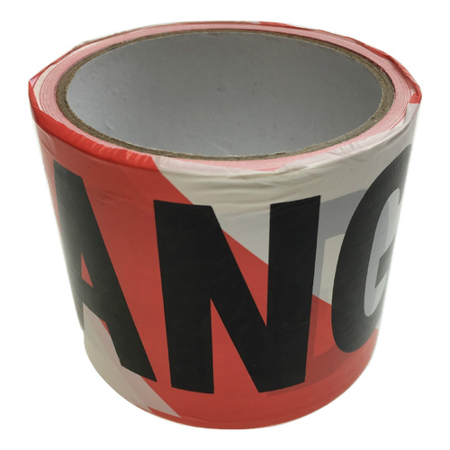 DANGER TAPE Red White Safety Warning Barricade Barrier Strip Non-Stick 20m - Main Image