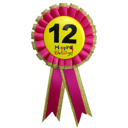 BIRTHDAY BADGE Party Favour Award Rosette Fancy Dress Girls Boys Childrens Kids - - Main Image