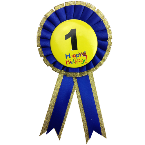 BIRTHDAY BADGE Party Favour Award Rosette Fancy Dress Girls Boys Childrens Kids - - Main Image