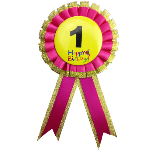 BIRTHDAY BADGE Party Favour Award Rosette Fancy Dress Girls Boys Childrens Kids - - Main Image