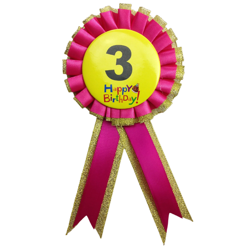 BIRTHDAY BADGE Party Favour Award Rosette Fancy Dress Girls Boys Childrens Kids - - Main Image