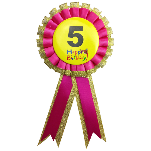 BIRTHDAY BADGE Party Favour Award Rosette Fancy Dress Girls Boys Childrens Kids - - Main Image