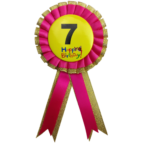BIRTHDAY BADGE Party Favour Award Rosette Fancy Dress Girls Boys Childrens Kids - - Main Image
