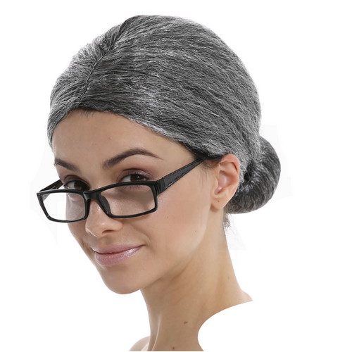 GRANDMA WIG Grey Hair Old Lady Granny Fancy Dress Costume Party Grand Mother - Main Image