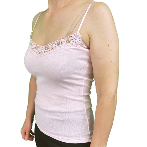 Womens Camisole Top Cami Strap Top Singlet Summer Basic Tank Shirt - Pink - 18-20 - Main Image