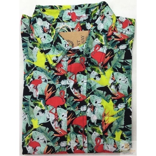 Mens Oahu Hawaiian Party Shirt Button Hippie Tops Short Sleeve Beach Holiday - Water Colour (0503) - XL - Main Image