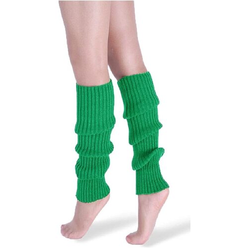 Pair of Womens Leg Warmers Disco Winter Knit Dance Party Crochet Legging Socks Costume - Green - Main Image