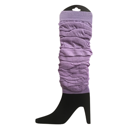 LEG WARMERS Knitted Womens Neon Party Knit Ankle Fluro Dance Costume 80s Pair - Lilac - Main Image