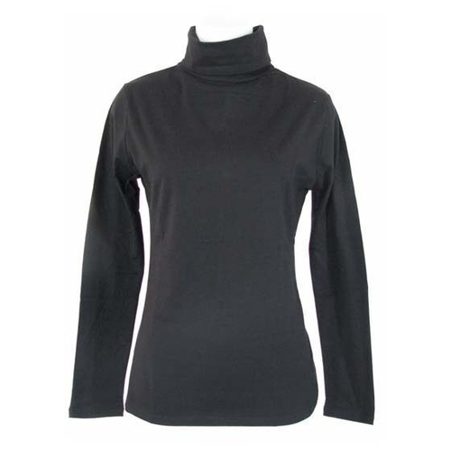 Ladies SKIVVY Womens Long Sleeve Plain Top Warm Turtleneck Cotton High Neck - Black - M - Main Image