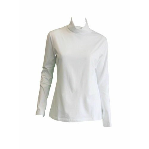 Ladies SKIVVY Womens Long Sleeve Plain Top Warm Turtleneck Cotton High Neck - White - S - Main Image