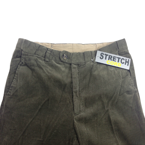 MENS CORDUROY PANTS Trousers Cords Casual STRETCH COTTON Size 32""-44"" Adjustable - Olive (89) - 97 (38"") - Main Image