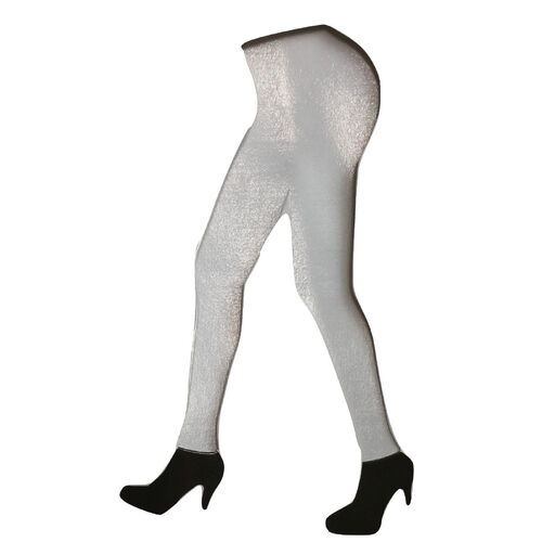 DELUXE METALLIC LEGGINGS Shiny Neon Stretch Dance Costume Fancy Dress Party - White - Main Image