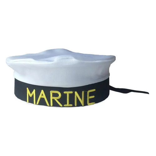 Mini Sailor Cap Hat for Party Costume - White/Black - Main Image