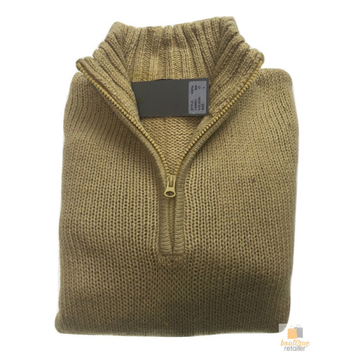 Mens Knit Jumper Pullover Sweater Knitted Casual Stretch Warm Winter  - Half Zip Maize 17 (KW14) - M - Main Image