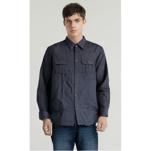 Mens Plain Slim 100% Cotton Long Sleeve Shirt Button Up Stylish Business Casual - Anthracite - XL - Main Image