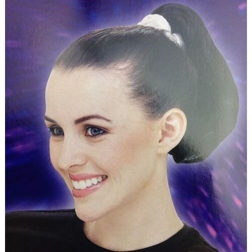 PONYTAIL WIG Long Hair Cosplay Extension Hairpiece Straight Bun Costume Party - Black - Main Image