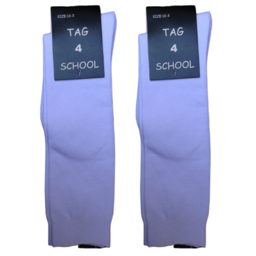 2x Pairs SCHOOL SOCKS Plain Ribbed Knee High Cotton Rich Girls Boys Unisex Kids -  - 9-12 (5-8 Years Old) - Main Image