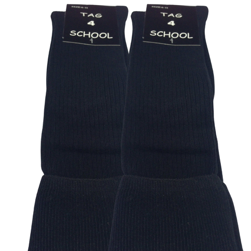 2x Pairs SCHOOL SOCKS Plain Ribbed Knee High Cotton Rich Girls Boys Unisex Kids -  - 13-3 (8-10 Years Old) - Main Image