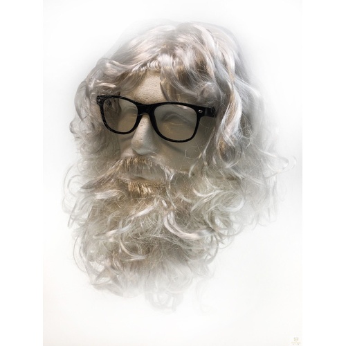 3 in 1 SANTA WIG White Beard Glasses SET Christmas Claus Xmas Costume Party - Main Image