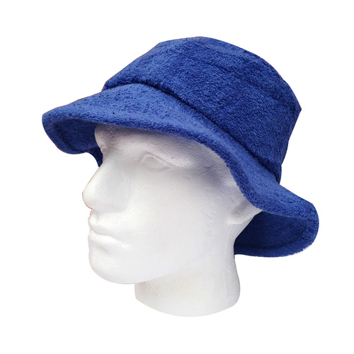 Terry Towelling BUCKET HAT Daggy Fishing Camping Lad Cap Retro  100% COTTON - Blue - Small - Main Image